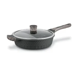 Patelnia głęboka na indukcję marmurowa z pokrywką Starke Pro Embossed 28 x 7,5 cm