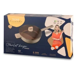 Patelnia głęboka na indukcję z pokrywką Starke Pro Starlet Beige 28 x 8 cm