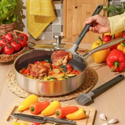 Patelnia głęboka nierdzewna Starke Pro Linesta Steel 28 x 8 cm z pokrywką