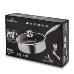 Patelnia głęboka nierdzewna Starke Pro Linesta Steel 28 x 8 cm z pokrywką