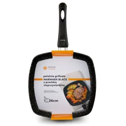 Patelnia grillowa marmurkowa Tadar Marmara Black 26 cm bez indukcji
