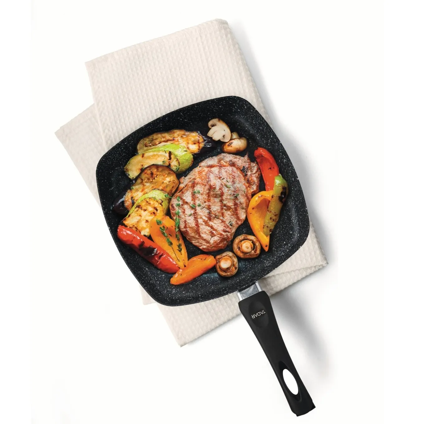 Patelnia grillowa marmurkowa Tadar Marmara Black 26 cm bez indukcji