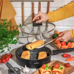Patelnia indukcyjna głęboka non-stick z pokrywką Starke Pro Sesar 28 cm