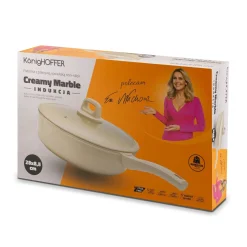 Patelnia indukcyjna głęboka z pokrywką Konighoffer Creamy Marble 28 x 8,5 cm