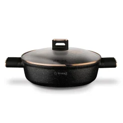 Patelnia krótkie uchwyty z pokrywką Starke Pro Starlet Black 28x8 cm