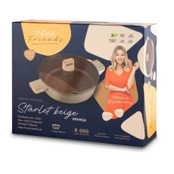 Patelnia krótkie uchwyty z pokrywką Starke Pro Starlet Beige 28x8 cm