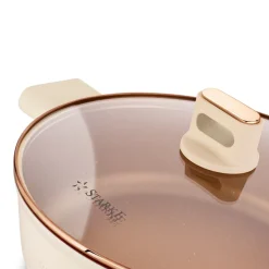 Patelnia krótkie uchwyty z pokrywką Starke Pro Starlet Beige 28x8 cm