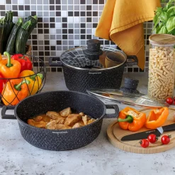 Patelnia marmurowa na indukcję krótkie uchwyty Konighoffer Escuro 28 cm