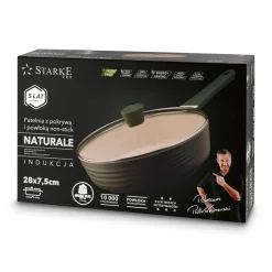 Patelnia marmurowa na indukcję z pokrywką Starke Pro Naturale 28 cm