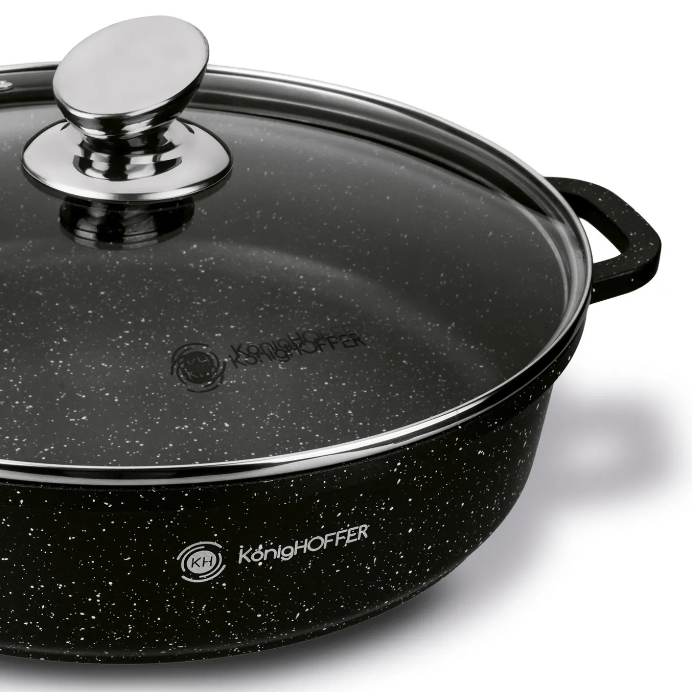 Patelnia na indukcję głęboka krótkie uchwyty Konighoffer Pollo Black 32 x 8 cm