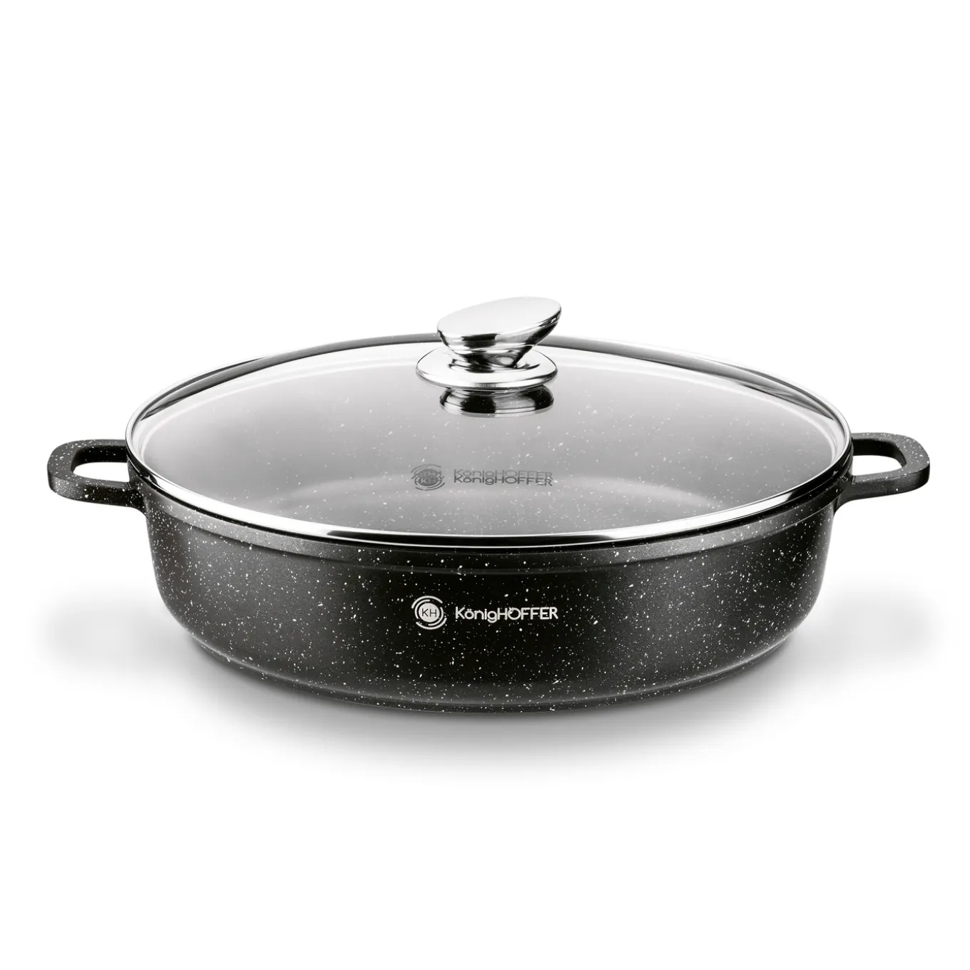 Patelnia na indukcję głęboka krótkie uchwyty Konighoffer Pollo Black 32 x 8 cm