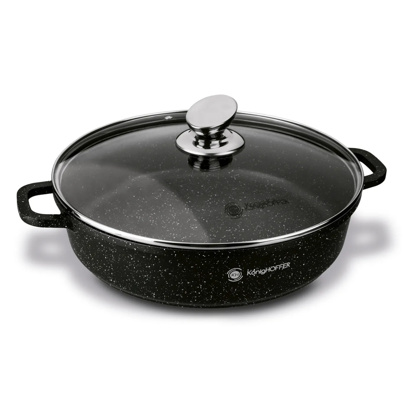 Patelnia na indukcję głęboka krótkie uchwyty Konighoffer Pollo Black 32 x 8 cm