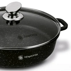 Patelnia na indukcję głęboka krótkie uchwyty Konighoffer Pollo Black 28 x 7 cm