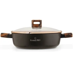 Patelnia na indukcję krótkie uchwyty z pokrywką Starke Pro Starlet Brown 28 x 8 cm