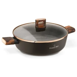 Patelnia na indukcję krótkie uchwyty z pokrywką Starke Pro Starlet Brown 28 x 8 cm