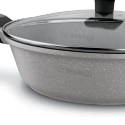 Patelnia na indukcję marmurowa z pokrywką krótkie uchwyty Starke Pro Musse Grey 28 cm
