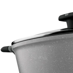 Patelnia na indukcję marmurowa z pokrywką krótkie uchwyty Starke Pro Musse Grey 28 cm