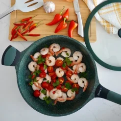 Patelnia na indukcję marmurowa z pokrywką Starke Pro Viridi 28 cm głęboka