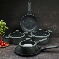 Patelnia na indukcję marmurowa z pokrywką Starke Pro Viridi 28 cm głęboka