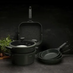 Patelnia na indukcję marmurowa z pokrywką Starke Pro Viridi 28 cm głęboka