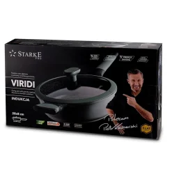 Patelnia na indukcję marmurowa z pokrywką Starke Pro Viridi 28 cm głęboka