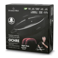 Patelnia na indukcję marmurowa z pokrywką krótkie uchwyty Starke Pro Ochre 28 cm