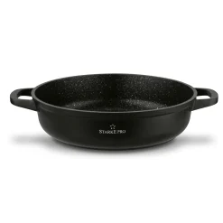 Patelnia na indukcję marmurowa z pokrywką krótkie uchwyty Starke Pro Ochre 28 cm