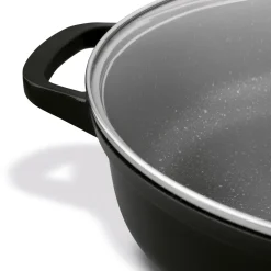 Patelnia na indukcję marmurowa z pokrywką krótkie uchwyty Starke Pro Ochre 28 cm