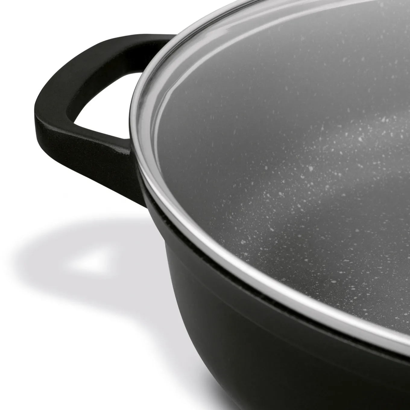 Patelnia na indukcję marmurowa z pokrywką krótkie uchwyty Starke Pro Ochre 28 cm