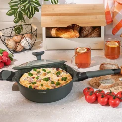 Patelnia na indukcję marmurowa z pokrywką Starke Pro Viridi 24 cm głęboka