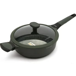 Patelnia na indukcję marmurowa z pokrywką Starke Pro Viridi 24 cm głęboka