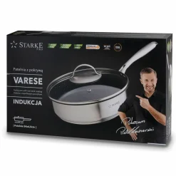 Patelnia na indukcję nierdzewna z pokrywką Starke Pro Varese 24 cm