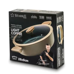 Patelnia na indukcję non stick krótkie uchwyty z pokrywką Starke Pro Light Coffee 28 cm