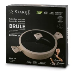Patelnia na indukcję non-stick krótkie uchwyty z pokrywką Starke Pro Brule 28 cm