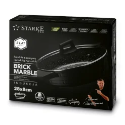 Patelnia na indukcję z pokrywką krótkie uchwyty Starke Pro Brick Marble 28 cm