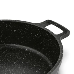Patelnia na indukcję z powłoką marmurową i pokrywką Starke Pro Crows Marble 28 x 7,5 cm krótkie uchwyty