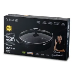 Patelnia na indukcję z powłoką marmurową i pokrywką Starke Pro Crows Marble 28 x 7,5 cm