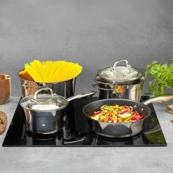 Patelnia nierdzewna non-stick na indukcję z pokrywką Starke Pro Sintesi 24 cm