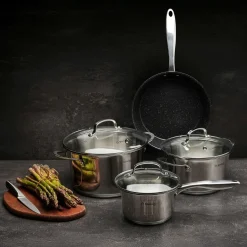 Patelnia nierdzewna non-stick na indukcję z pokrywką Starke Pro Sintesi 24 cm