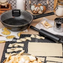 Patelnia WOK na indukcję z pokrywką Starke Pro Taylor Marble 28 cm