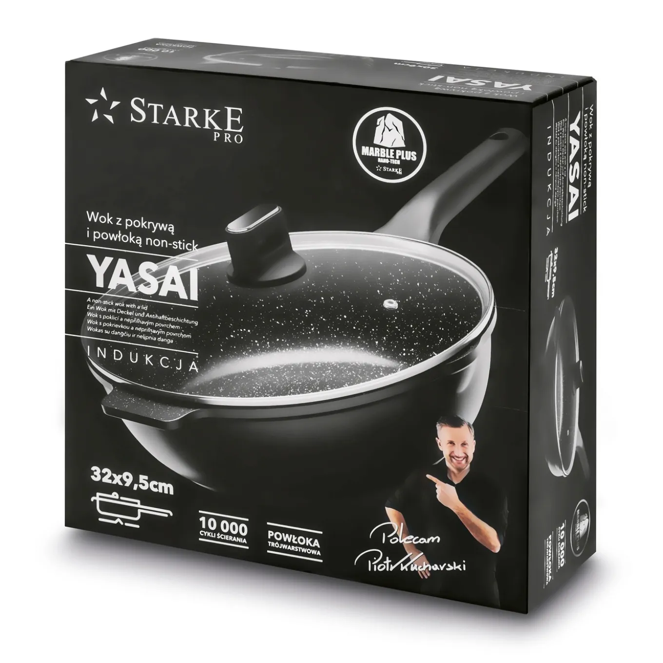 Patelnia WOK na indukcję z pokrywką Starke Pro Yasai 32 cm