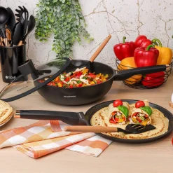 Patelnia WOK na indukcję z pokrywką Konighoffer Black Rose 30 cm