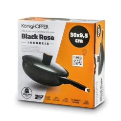 Patelnia WOK na indukcję z pokrywką Konighoffer Black Rose 30 cm