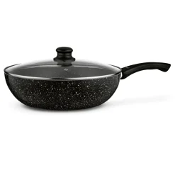 Patelnia WOK z pokrywką Tadar Marmara Black 30 x 8,5 cm