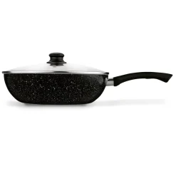 Patelnia WOK z pokrywką Tadar Marmara Black 30 x 8,5 cm