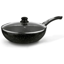 Patelnia WOK z pokrywką Tadar Marmara Black 30 x 8,5 cm