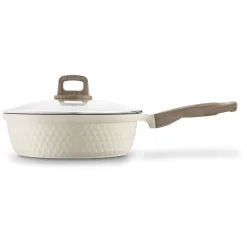 Patelnia z powłoką ceramiczną na indukcję Konighoffer Rosti z pokrywką 28 cm kremowa