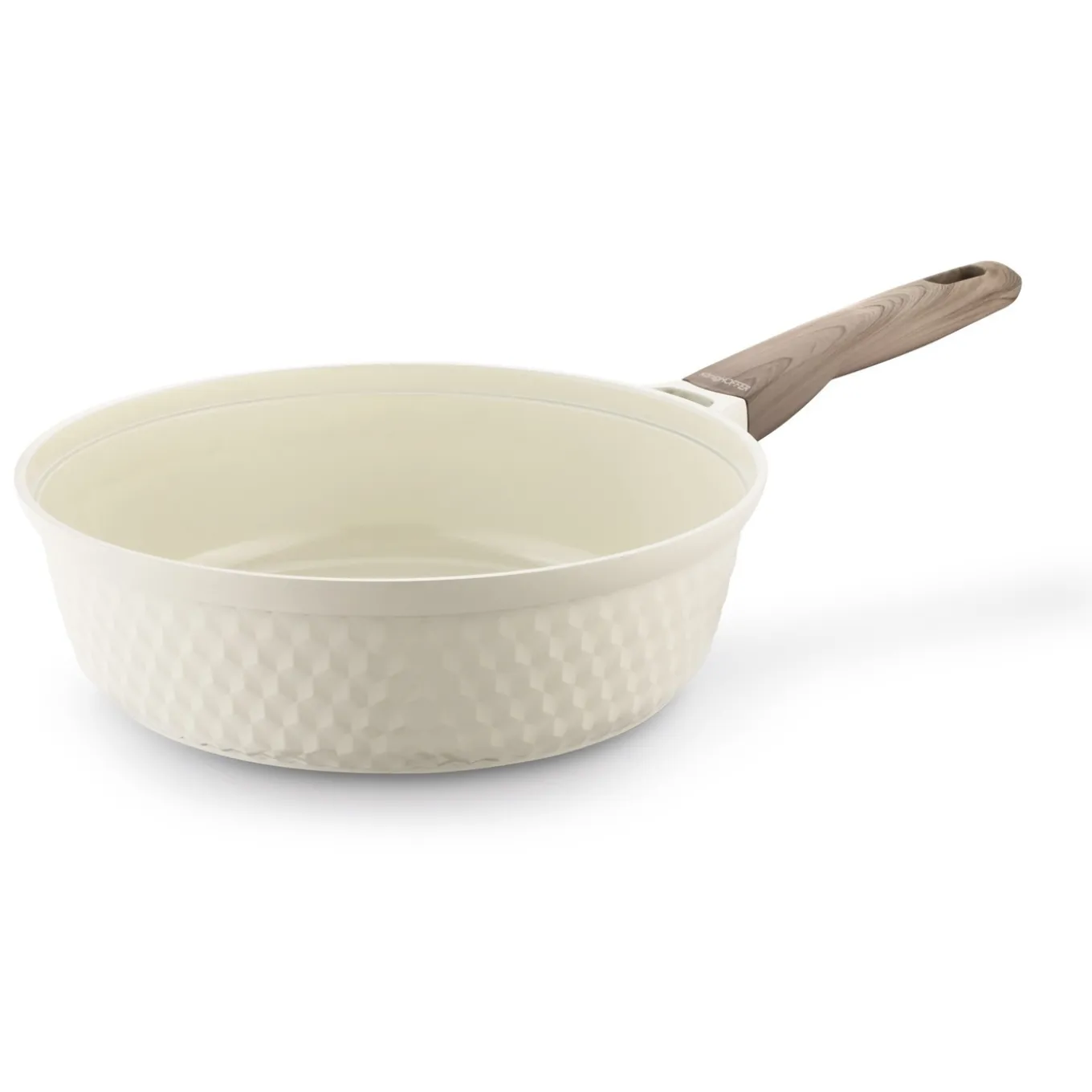 Patelnia z powłoką ceramiczną na indukcję Konighoffer Rosti z pokrywką 28 cm kremowa