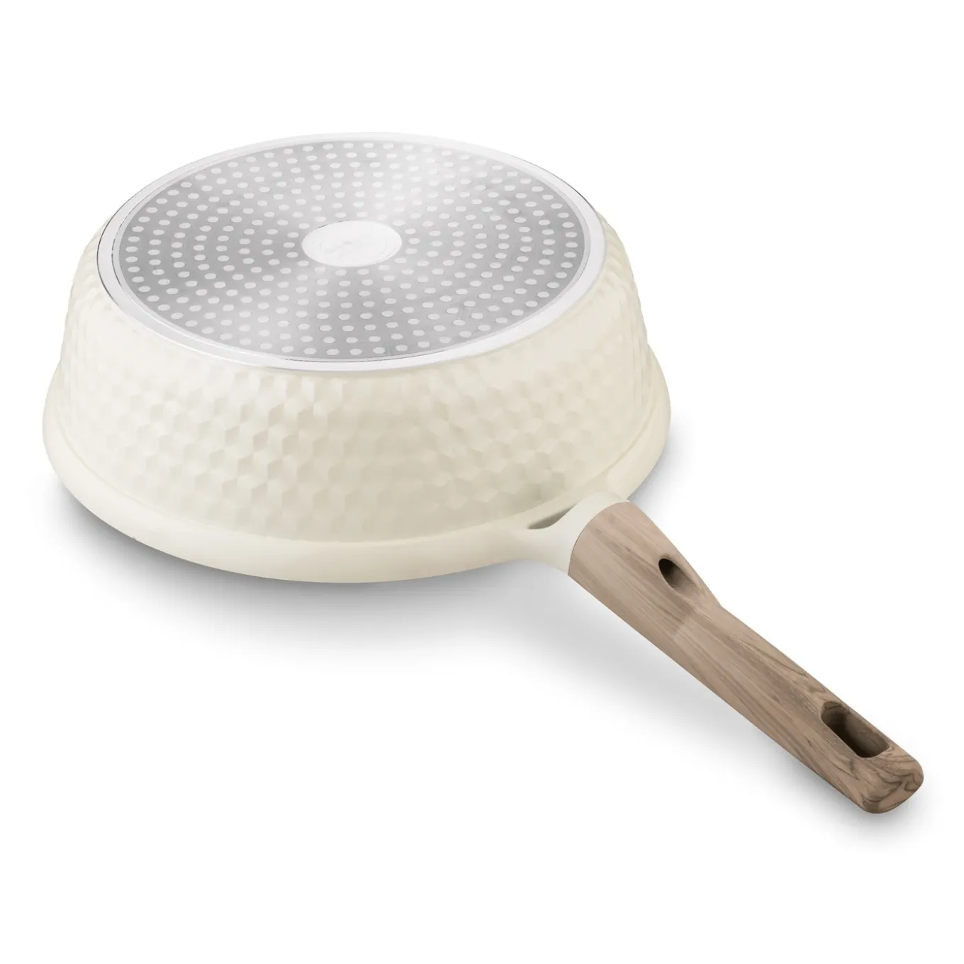 Patelnia z powłoką ceramiczną na indukcję Konighoffer Rosti z pokrywką 28 cm kremowa