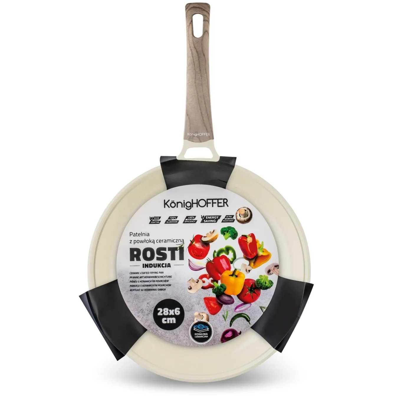 Patelnia z powłoką ceramiczną na indukcję Konighoffer Rosti 28 cm kremowa